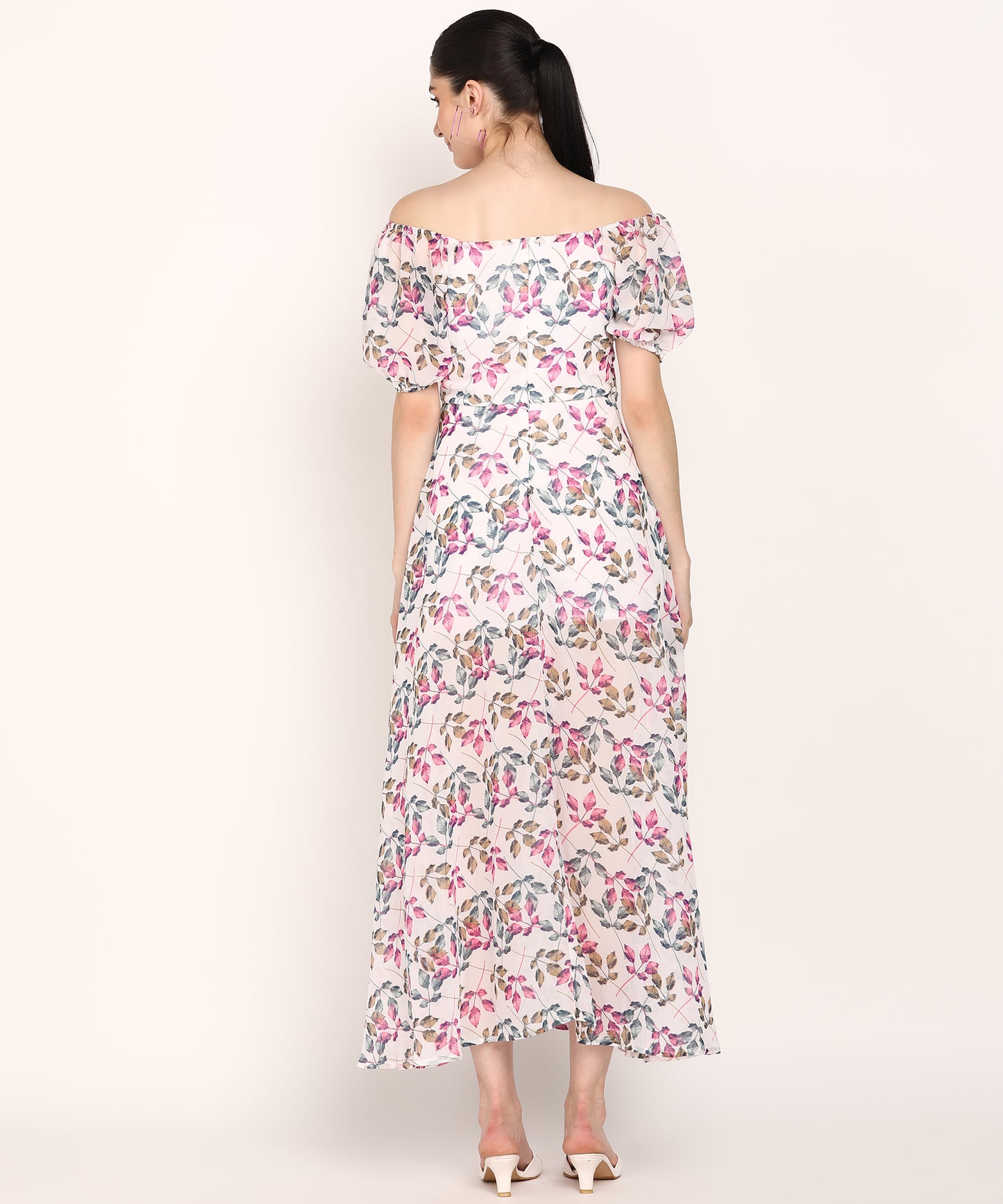 Leaf Print Slit Dress for Chic Days