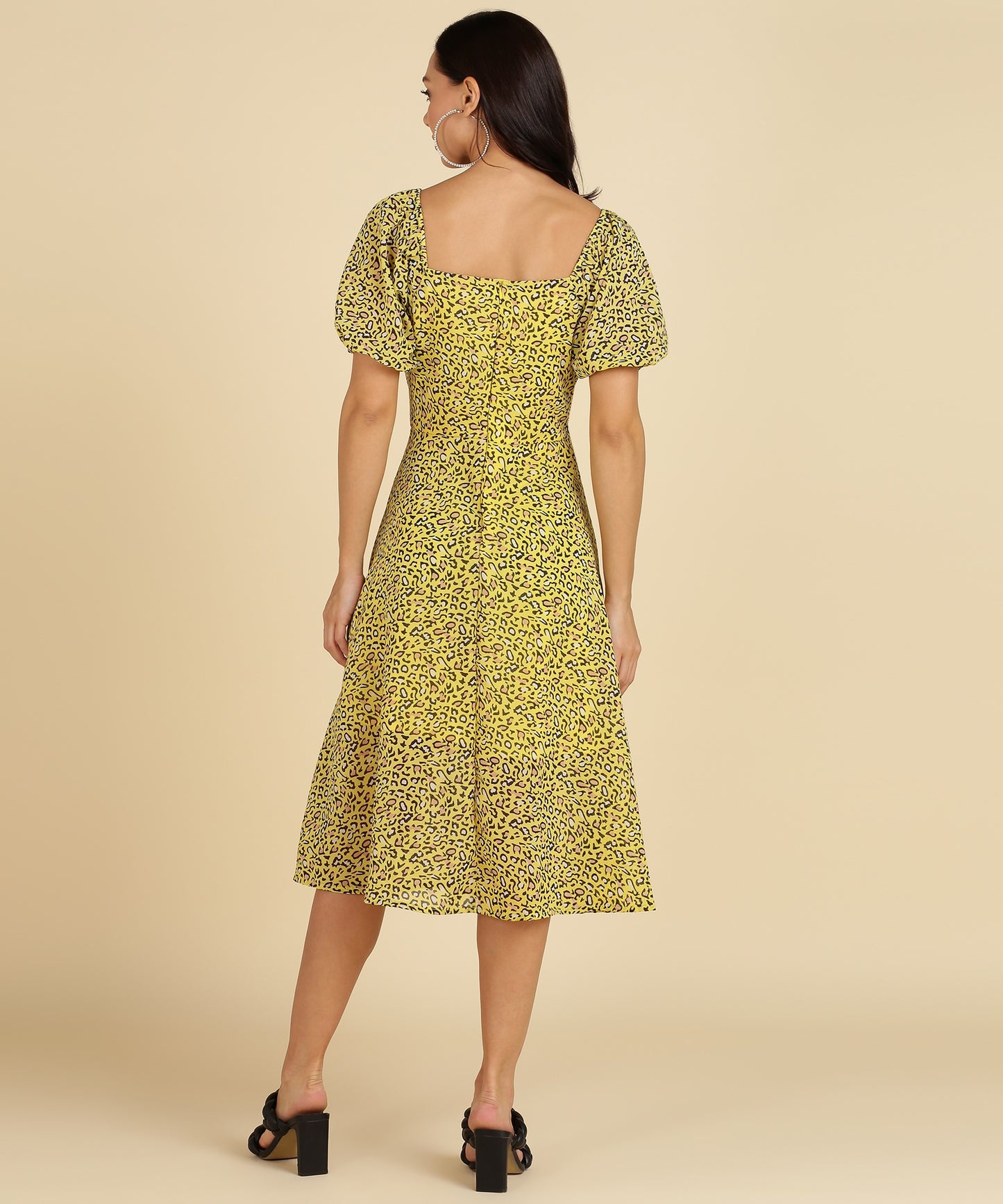Yellow Color Animal Print Dress