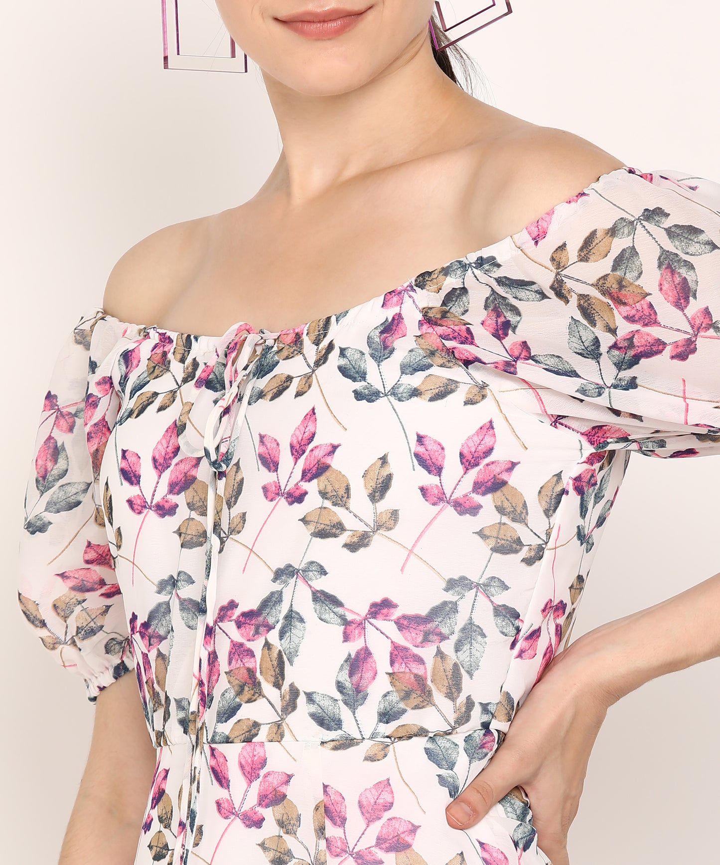 Leaf Print Slit Dress for Chic Days