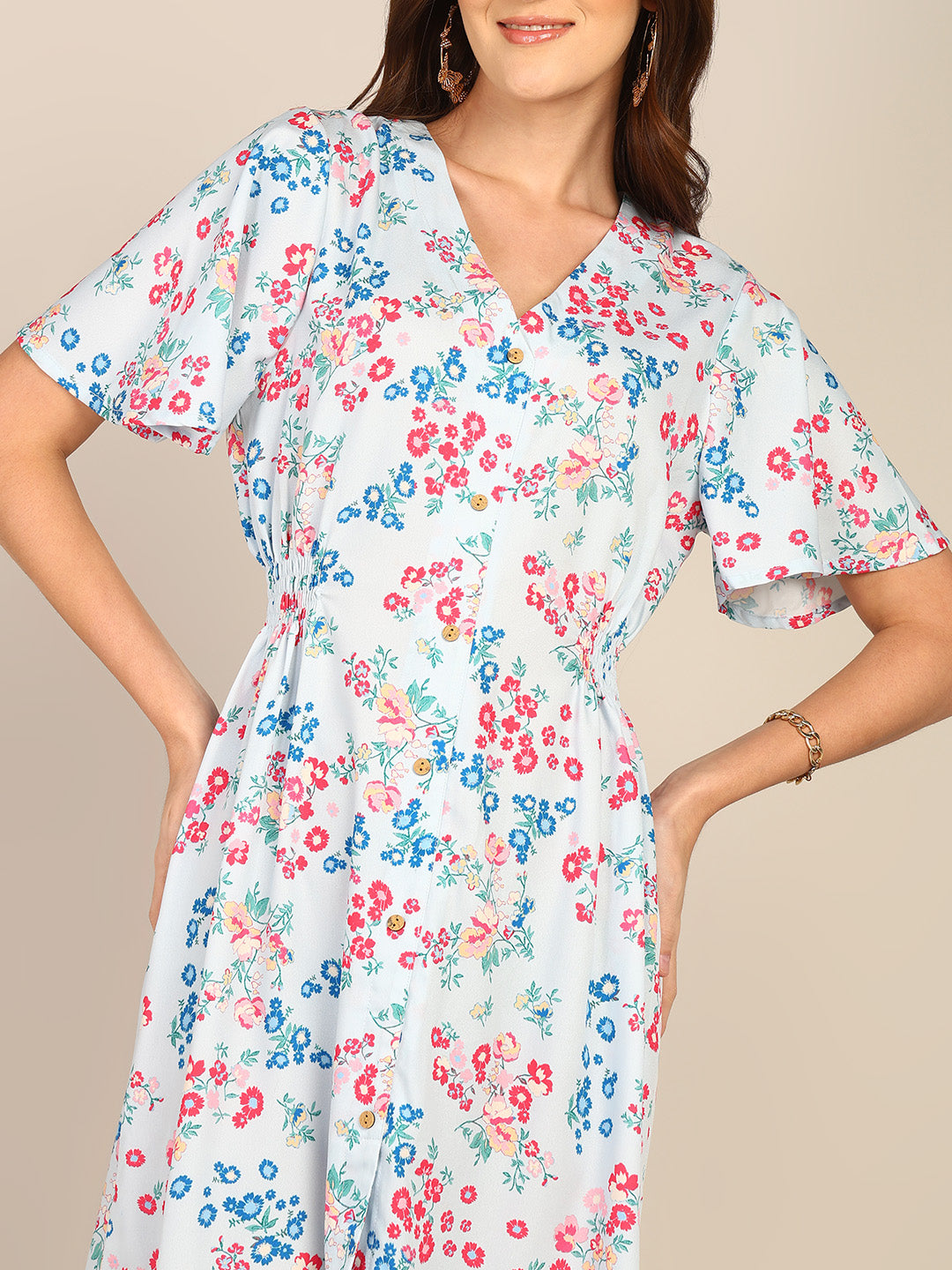 Floral Print V-Neck Dress for Women – Comfortable & Stylish Summer Outfit