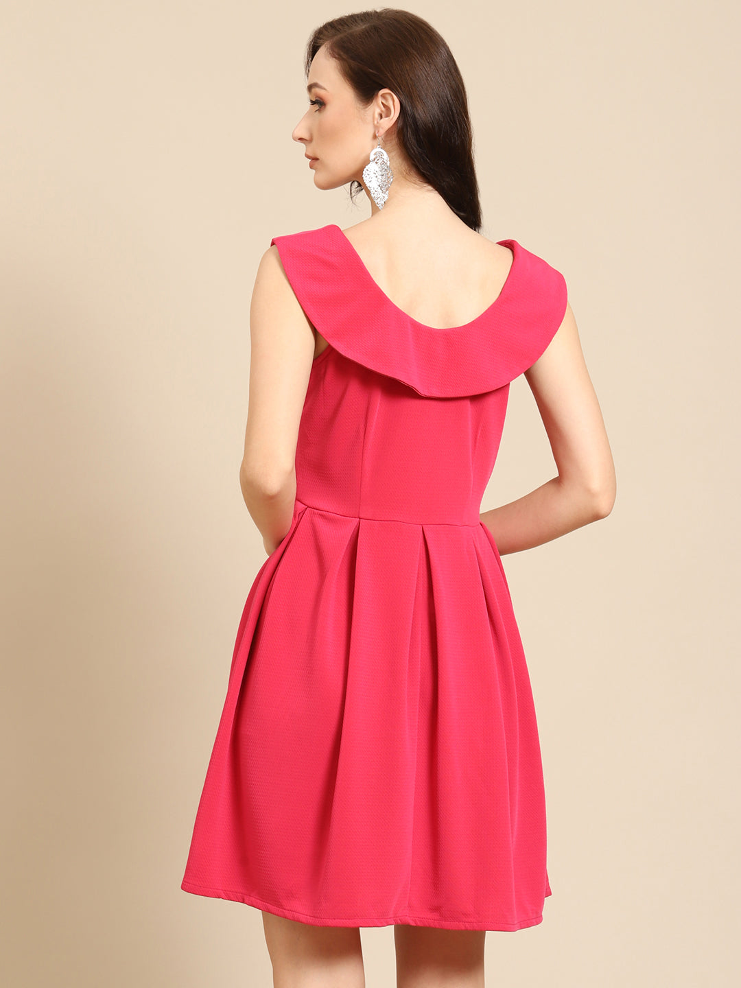 Stylish Red Sleeveless Fit and Flare Dress for Women | Party Wear Mini Dress