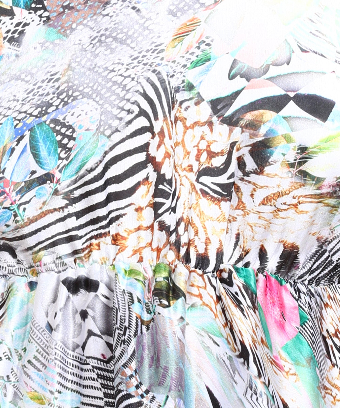 Floral Zebra Print Midi Dress with Sheer Black Sleeves β Elegant Collection
