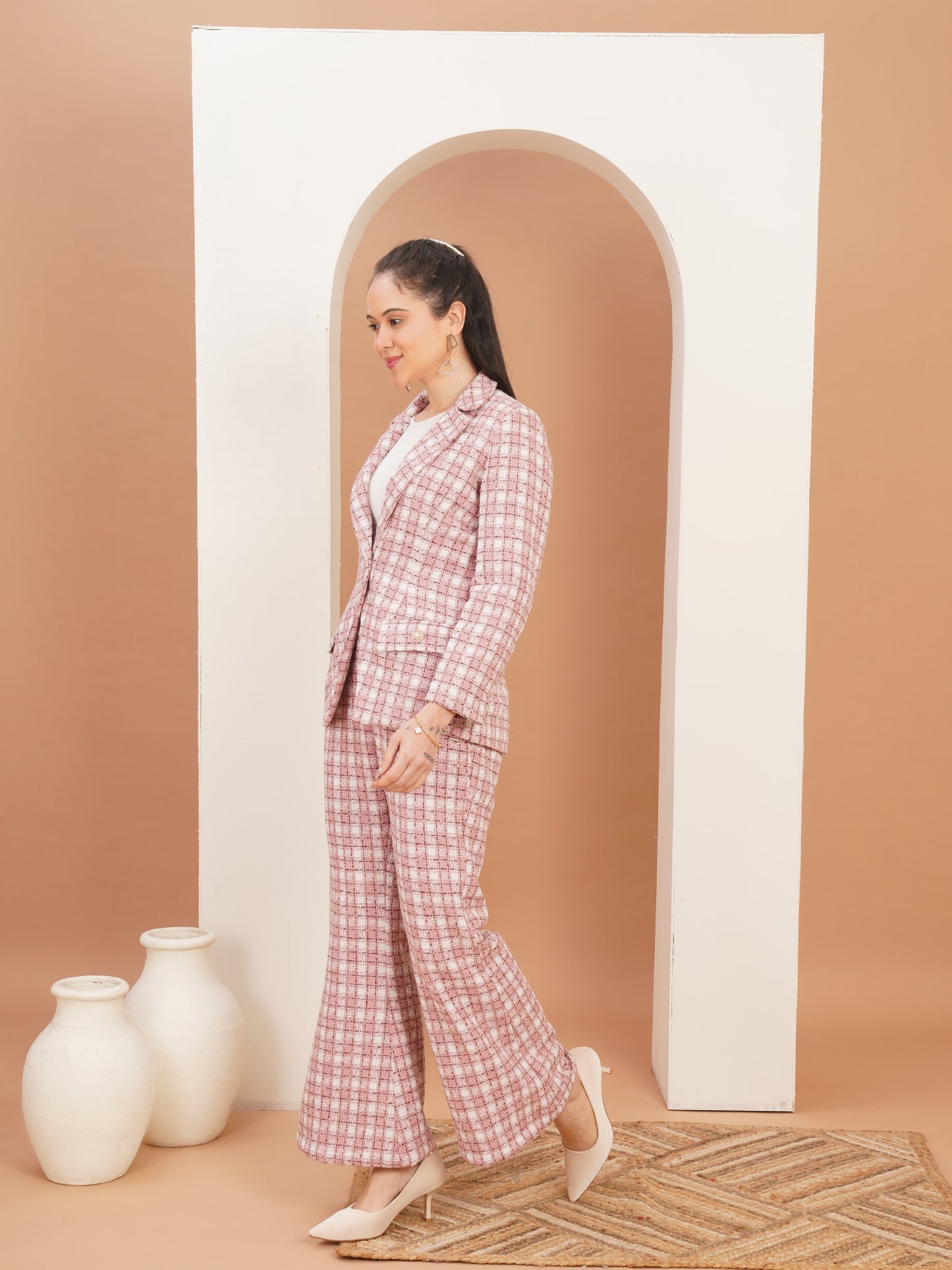 Rosé Tweed Power Blazer Set