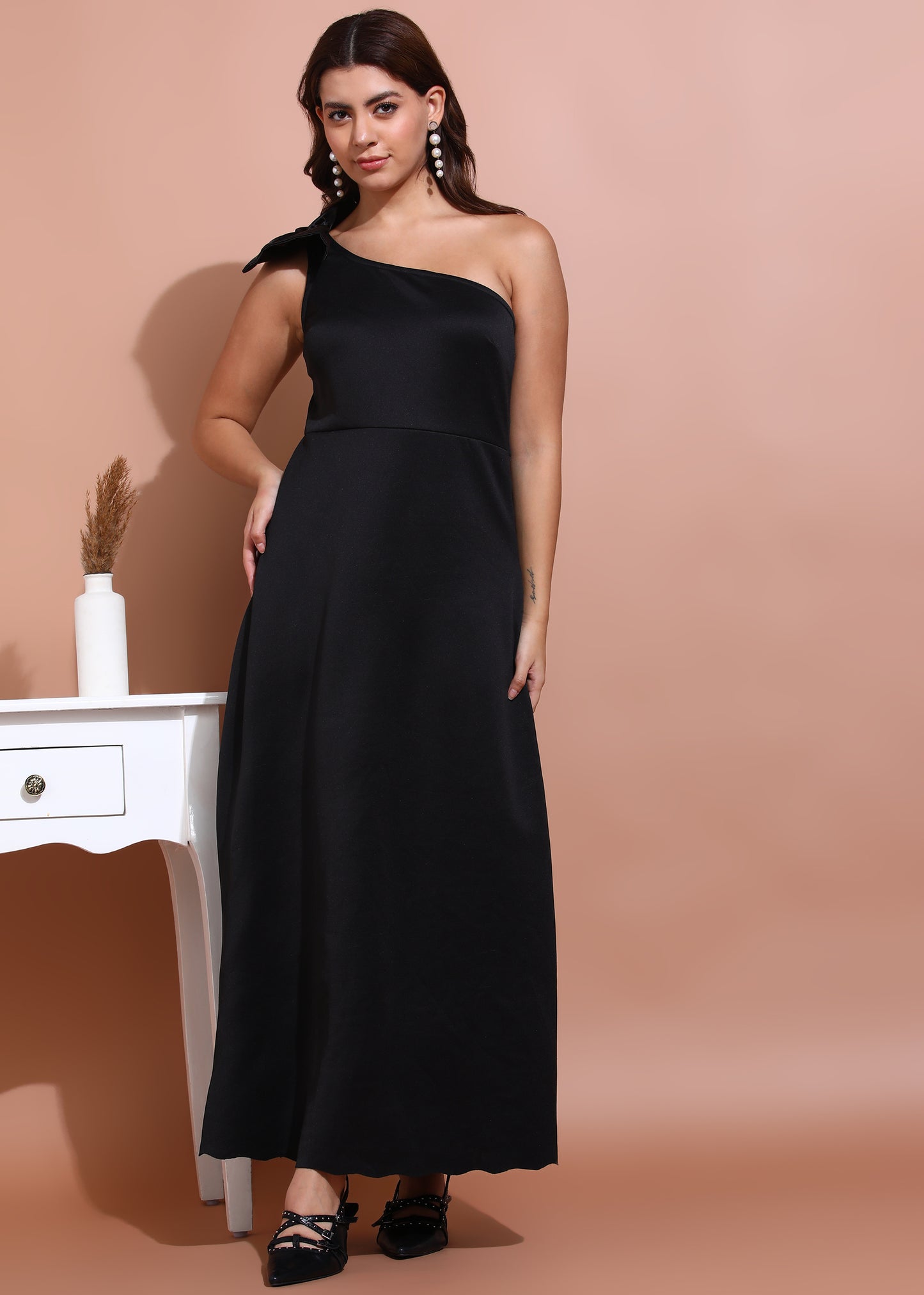 Black One Shoulder Maxi Dress for Women | Elegant Evening Wear