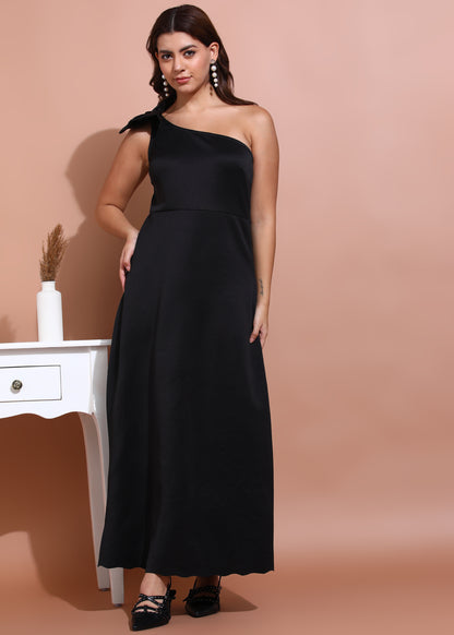 Black One Shoulder Maxi Dress for Women | Elegant Evening Wear