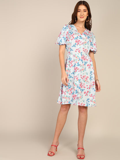 Floral Print V-Neck Dress for Women – Comfortable & Stylish Summer Outfit