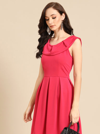 Stylish Red Sleeveless Fit and Flare Dress for Women | Party Wear Mini Dress