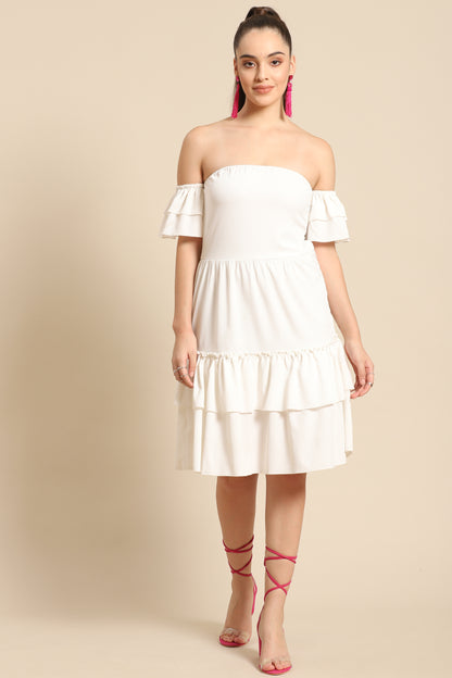 Chic Off-Shoulder White Ruffle Dress – Stylish Summer & Brunch Outfit for Women