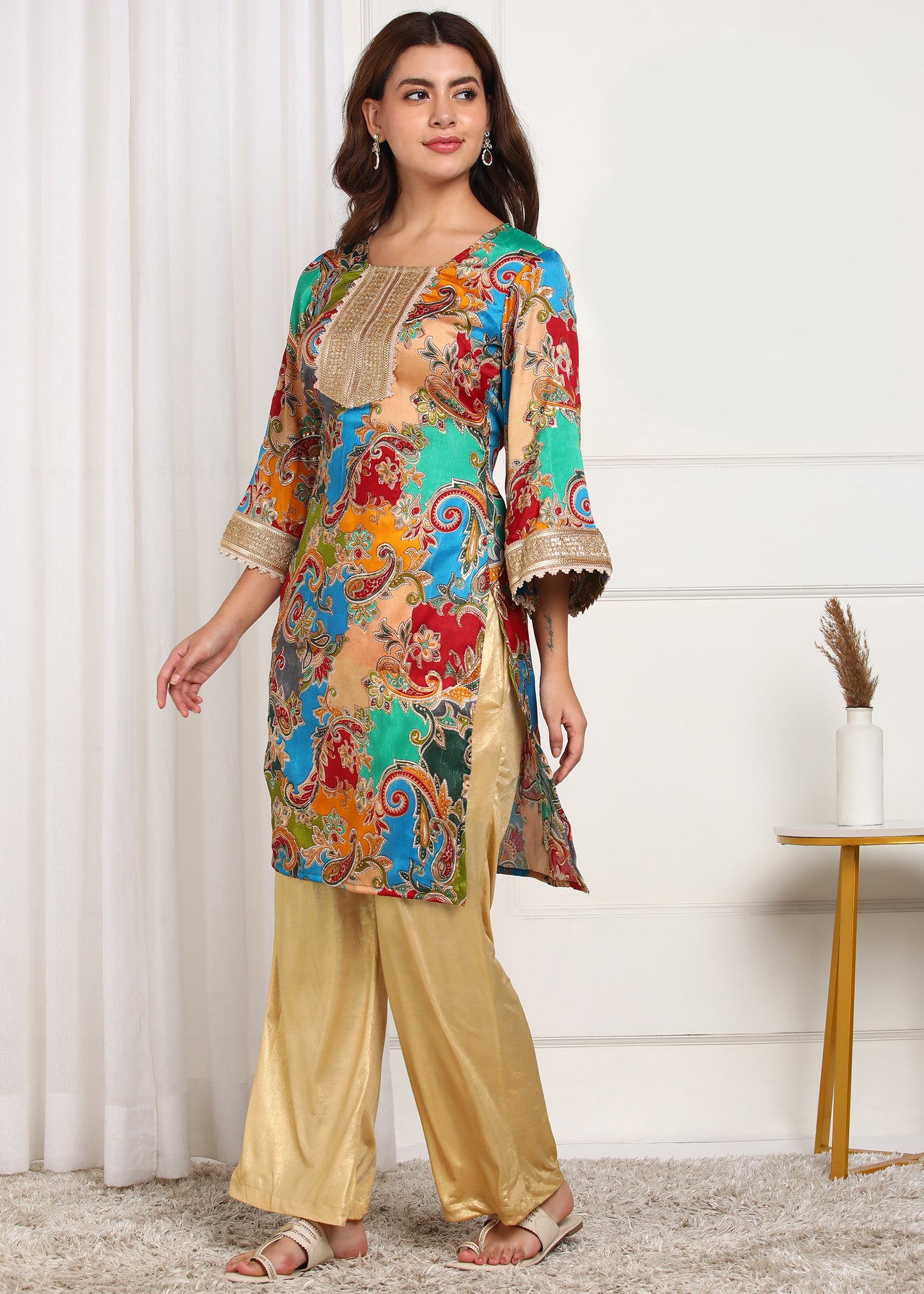 Women's Multicolor Printed Kurti | Festive Wear Set