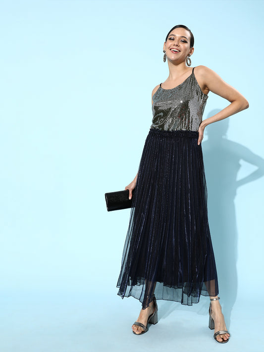 Stylish Black Sequin Spaghetti Strap Top for Women | Party Wear Glam Look