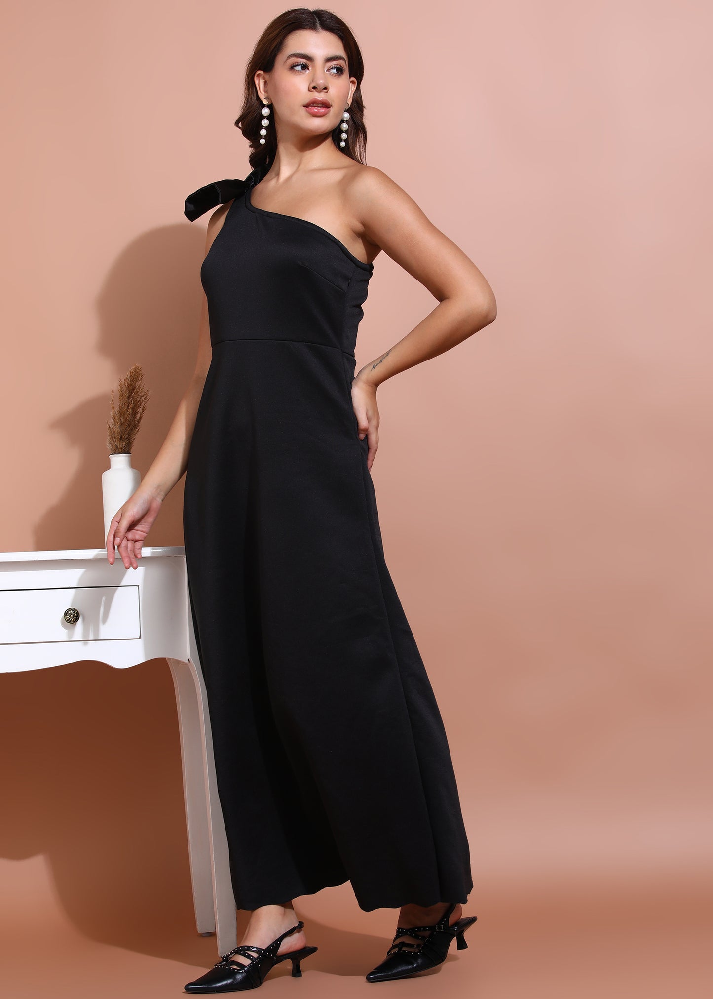 Black One Shoulder Maxi Dress for Women | Elegant Evening Wear