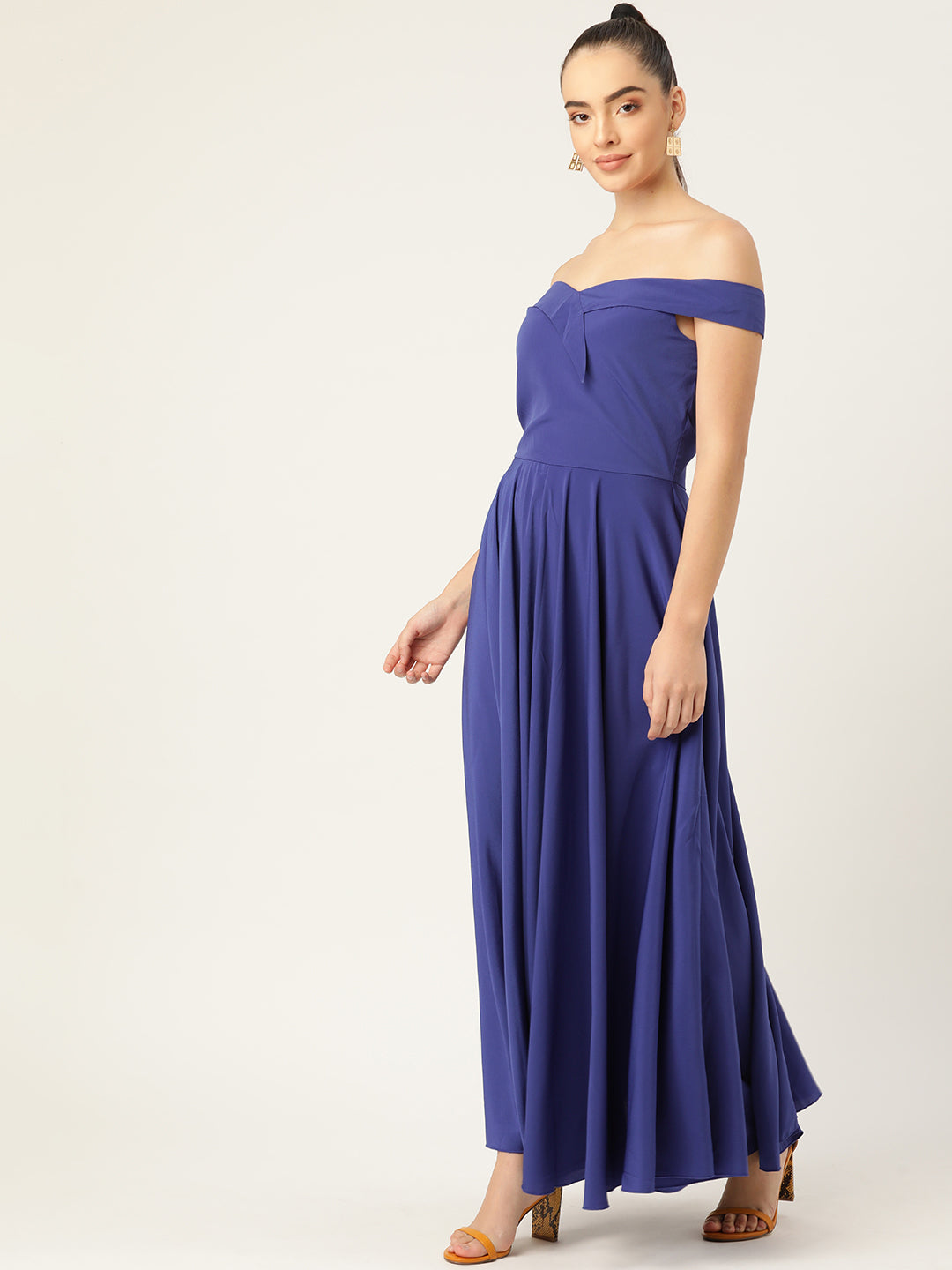 Elegant Off-Shoulder Maxi Dress for Women – Royal Blue Evening Gown