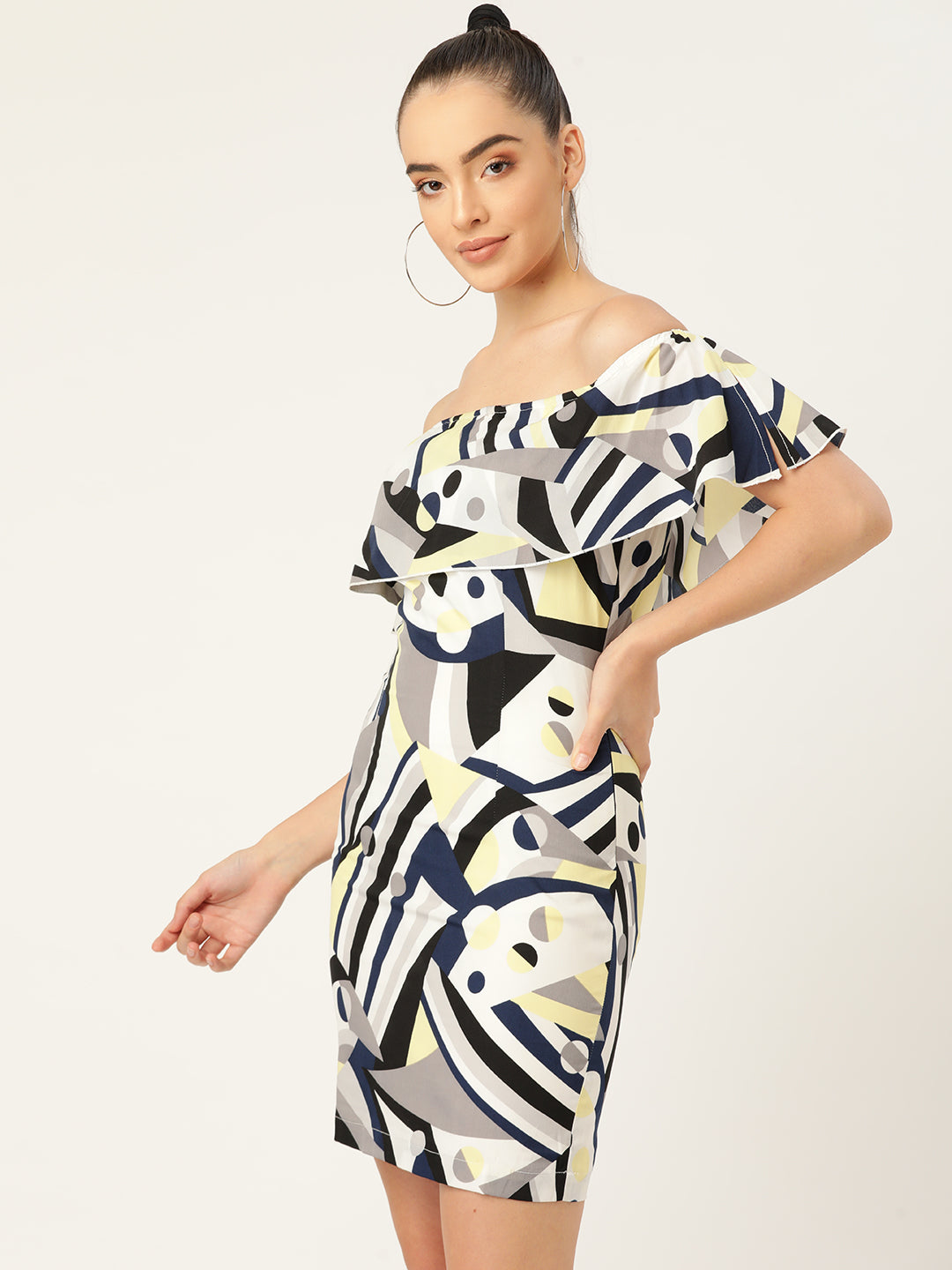 Women’s Off-Shoulder Abstract Print Bodycon Mini Dress