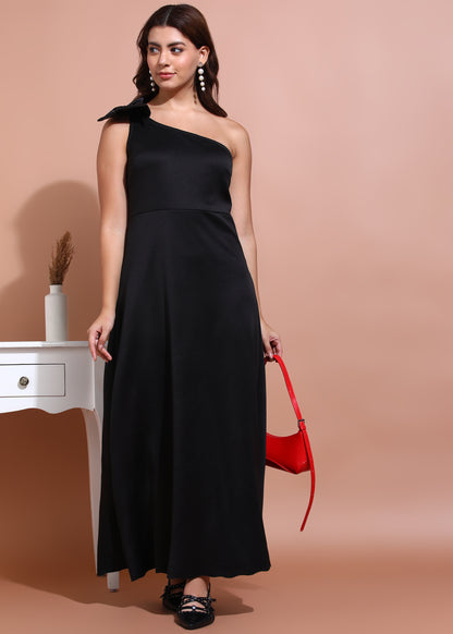 Black One Shoulder Maxi Dress for Women | Elegant Evening Wear