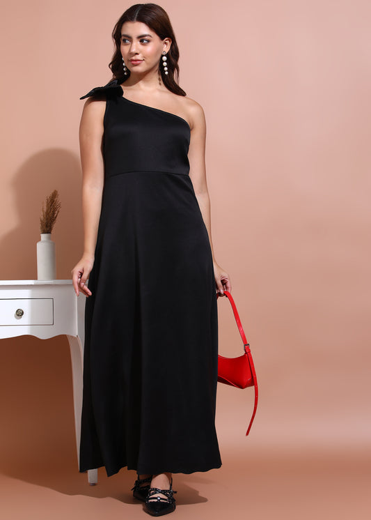 Black One Shoulder Maxi Dress for Women | Elegant Evening Wear