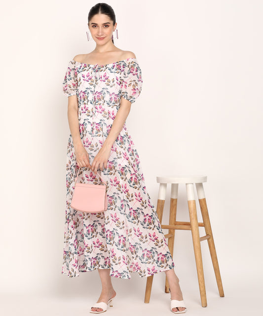 Leaf Print Slit Dress for Chic Days