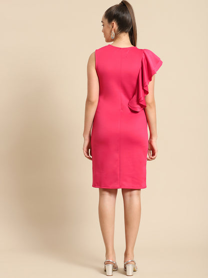 Chic Red One-Shoulder Ruffle Bodycon Dress for Women – Stylish Party & Evening Wear