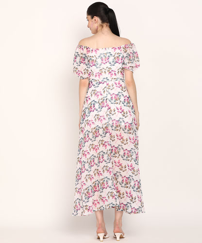 Leaf Print Slit Dress for Chic Days