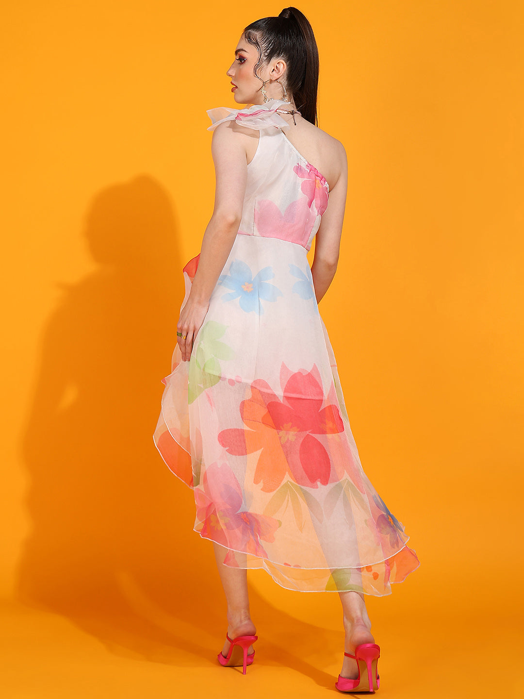 Women's One Shoulder Floral High-Low Dress – Summer Party Wear