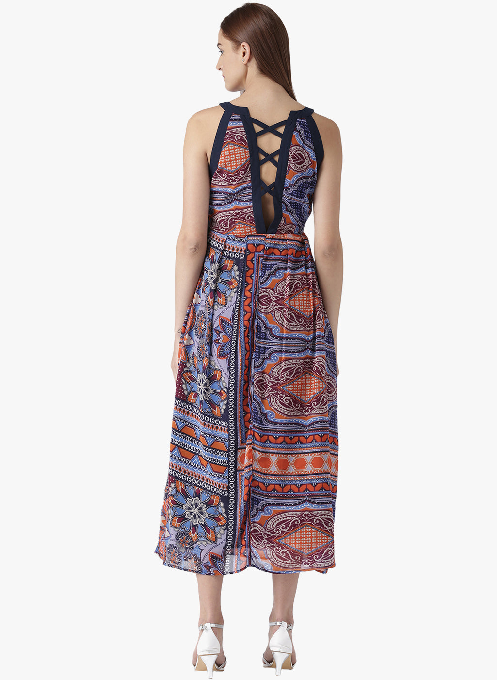 Women's Bohemian Printed Sleeveless Flared Maxi Dress