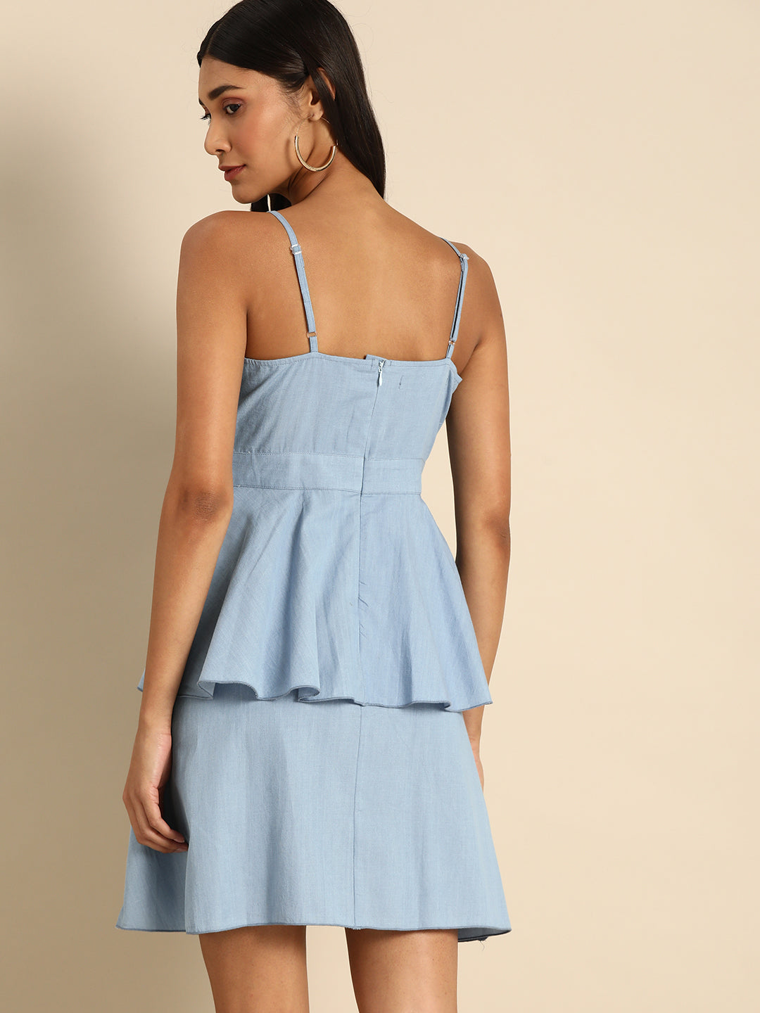 Light Blue Layered Sleeveless Mini Dress for Women - Casual Summer A-Line Dress