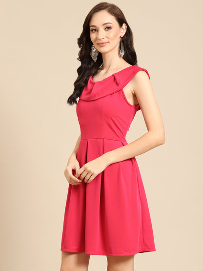 Stylish Red Sleeveless Fit and Flare Dress for Women | Party Wear Mini Dress