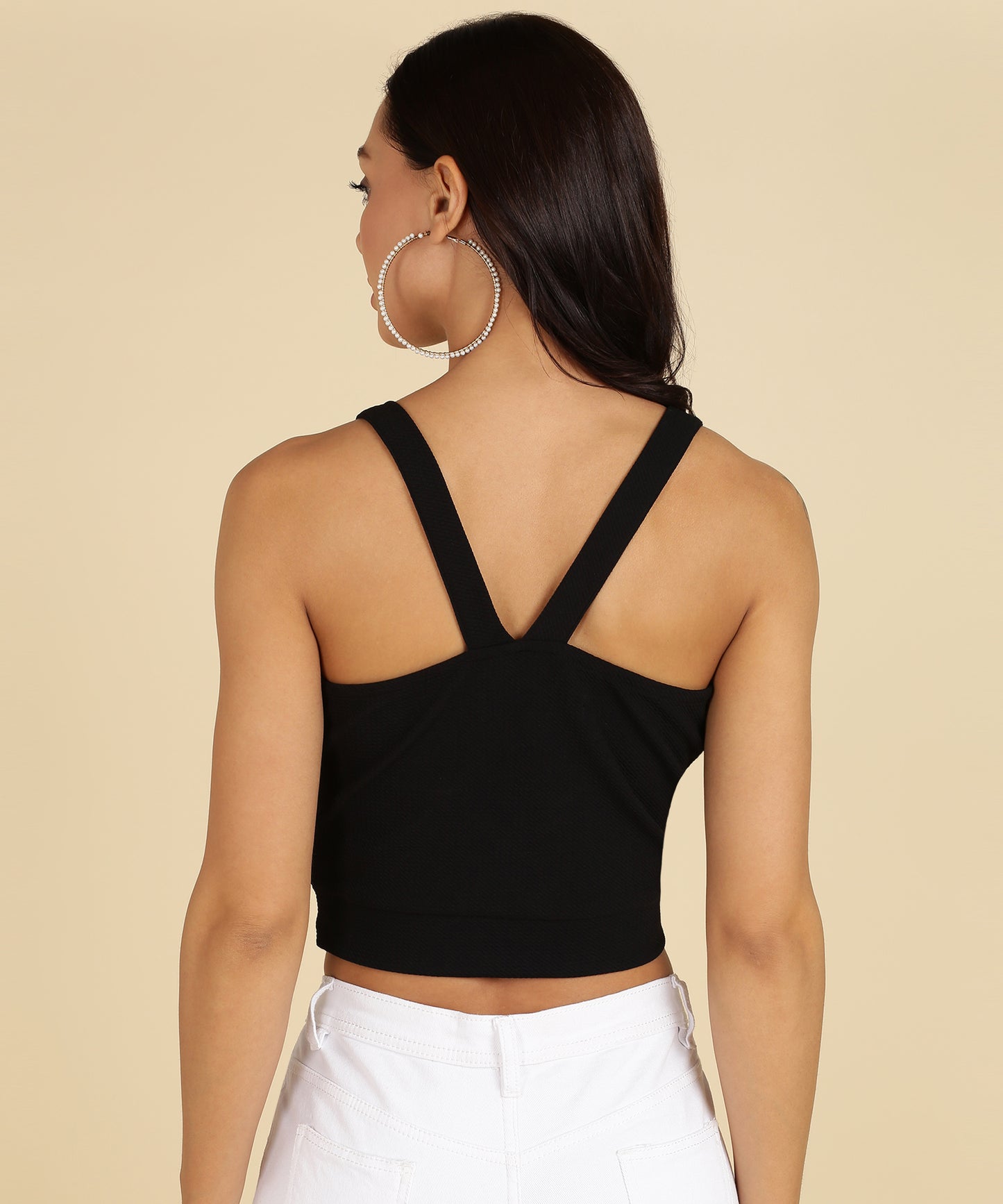 Women's Black Bustier Crop Top – Sleeveless Fitted Top for Party, Casual & Street Style Looks