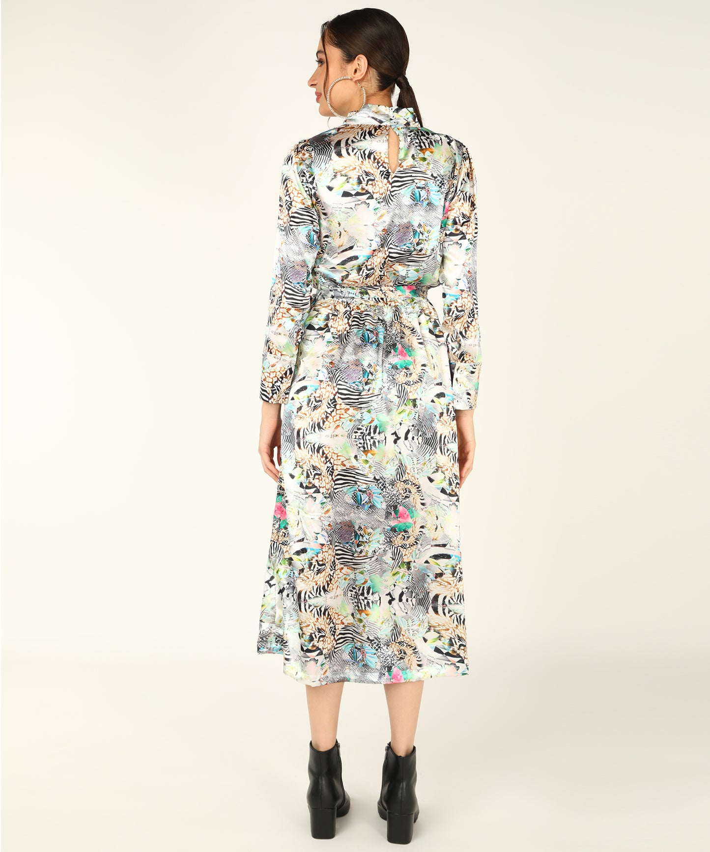 Urban Wild Zebra Print Satin Dress for Women