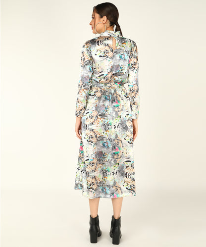 Urban Wild Zebra Print Satin Dress for Women