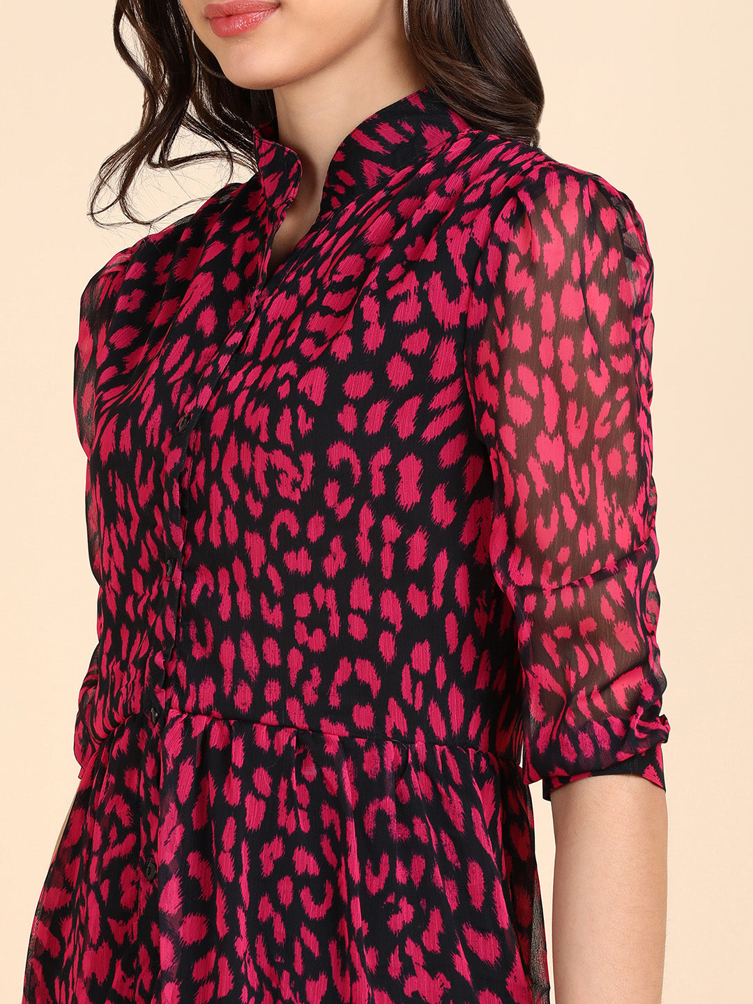 Pink Animal Print Mini Dress | Stylish Party Wear Dress for Women
