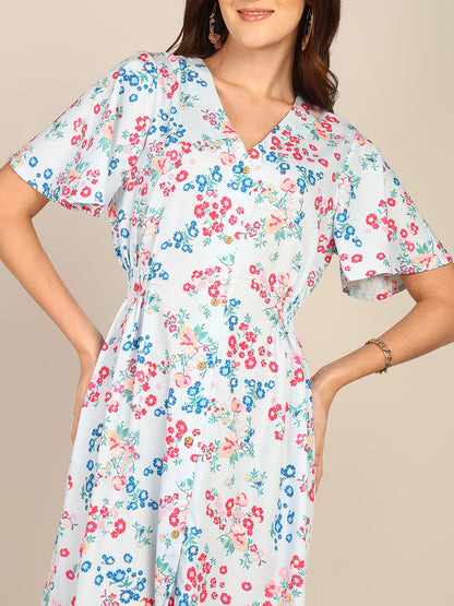 Floral Print V-Neck Dress for Women – Comfortable & Stylish Summer Outfit