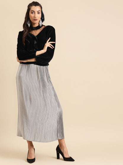 Black Velvet Choker Neck Ruffle Top for Women | Stylish Partywear Blouse