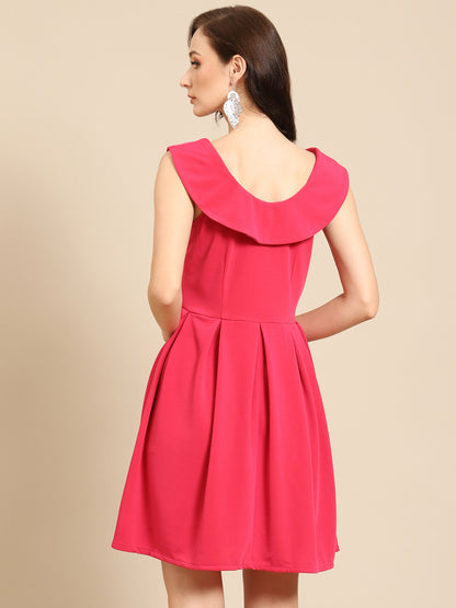 Stylish Red Sleeveless Fit and Flare Dress for Women | Party Wear Mini Dress