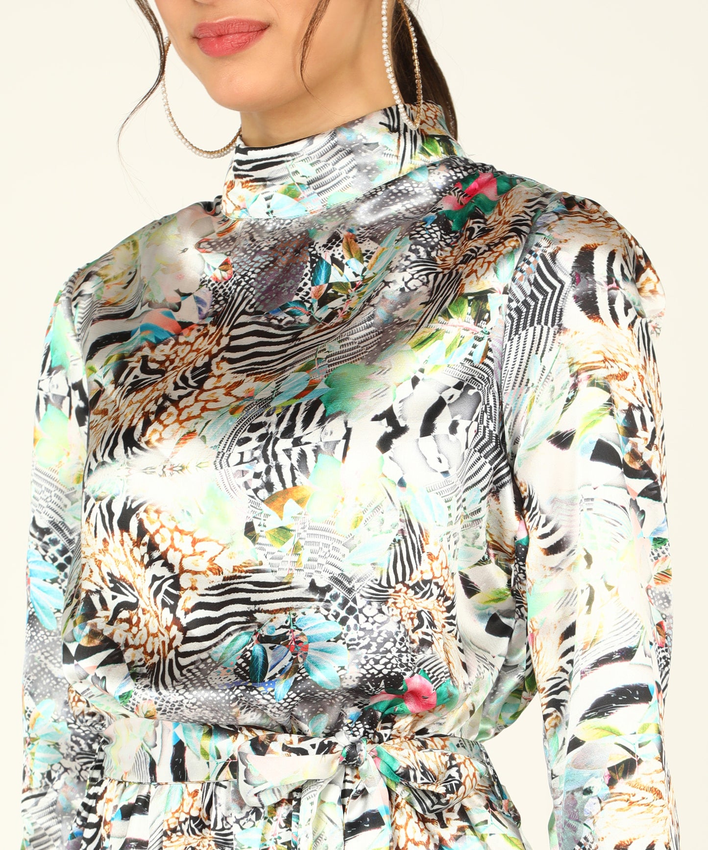 Urban Wild Zebra Print Satin Dress for Women