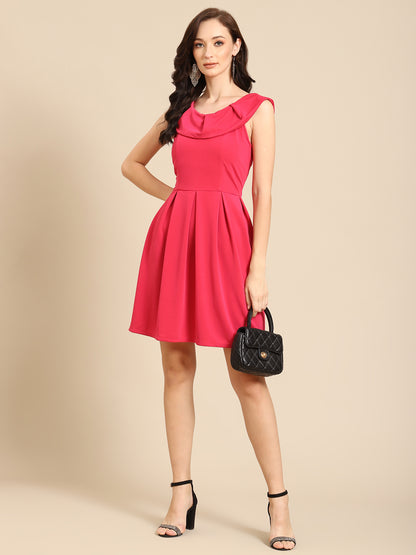 Stylish Red Sleeveless Fit and Flare Dress for Women | Party Wear Mini Dress