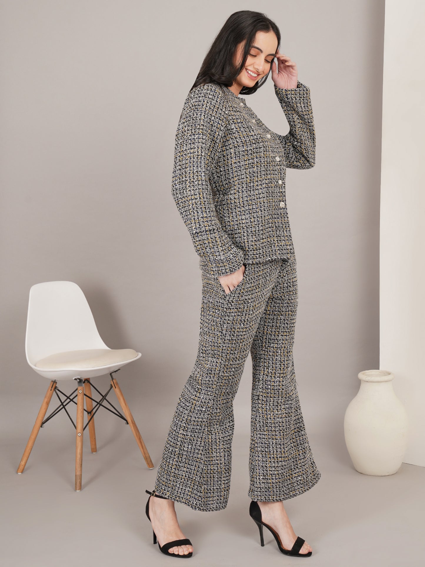 Noir Opulence Tweed Dress