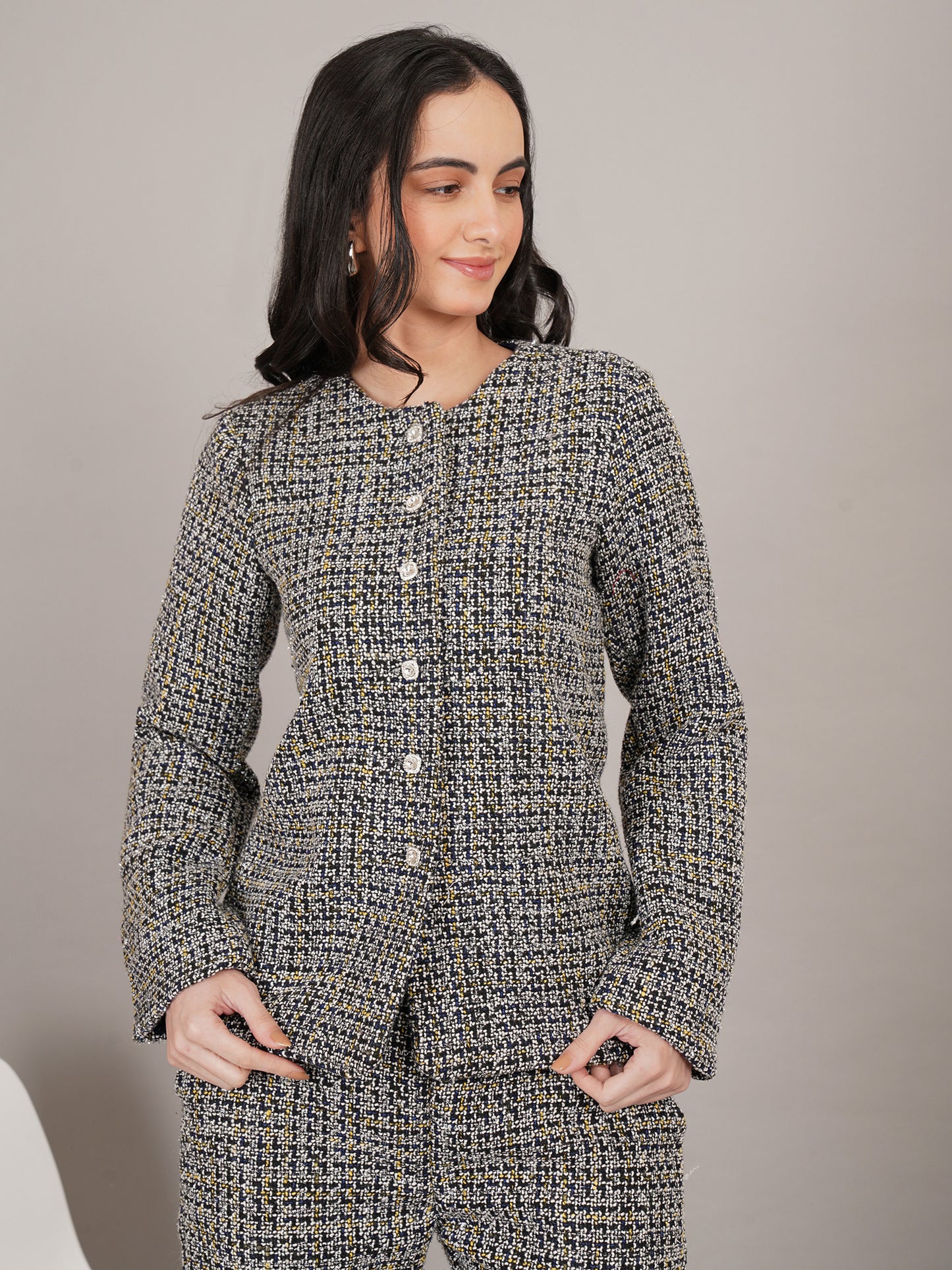 Noir Opulence Tweed Dress