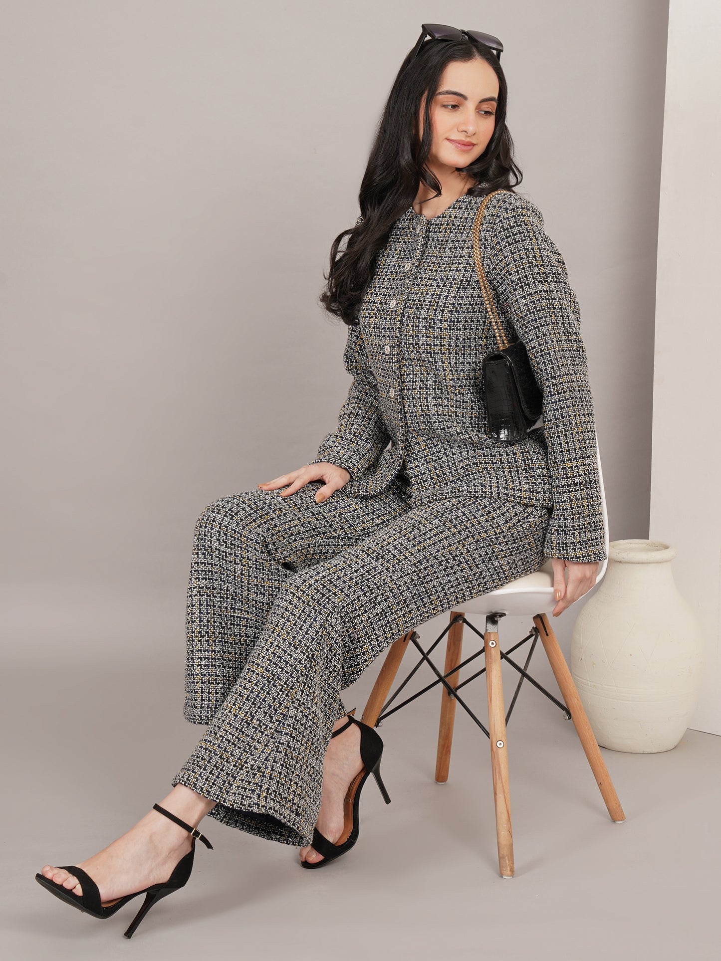 Noir Opulence Tweed Dress