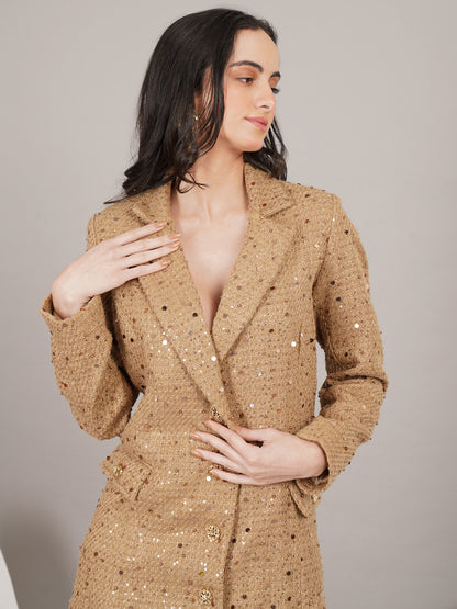 Golden Muse Tweed Blazer Dress