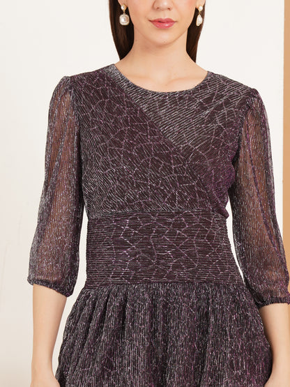 Purple Shimmer Party Dress | Layered Mini Dress for Women