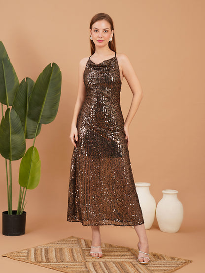 Black Sequin Maxi Dress for Women – Elegant Party & Evening Gown