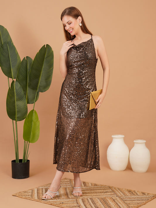 Black Sequin Maxi Dress for Women – Elegant Party & Evening Gown