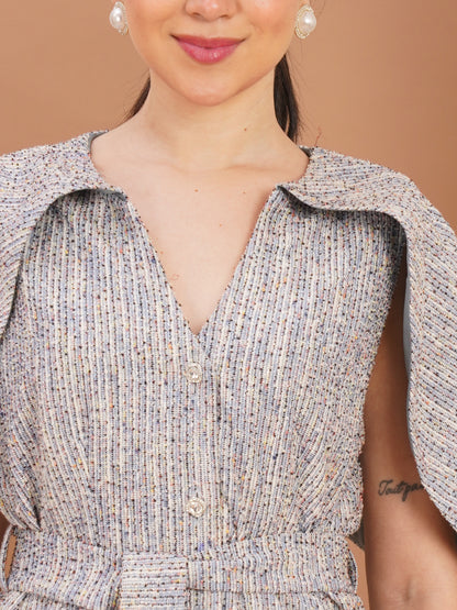 Majestic Cape-Sleeve Tweed Set