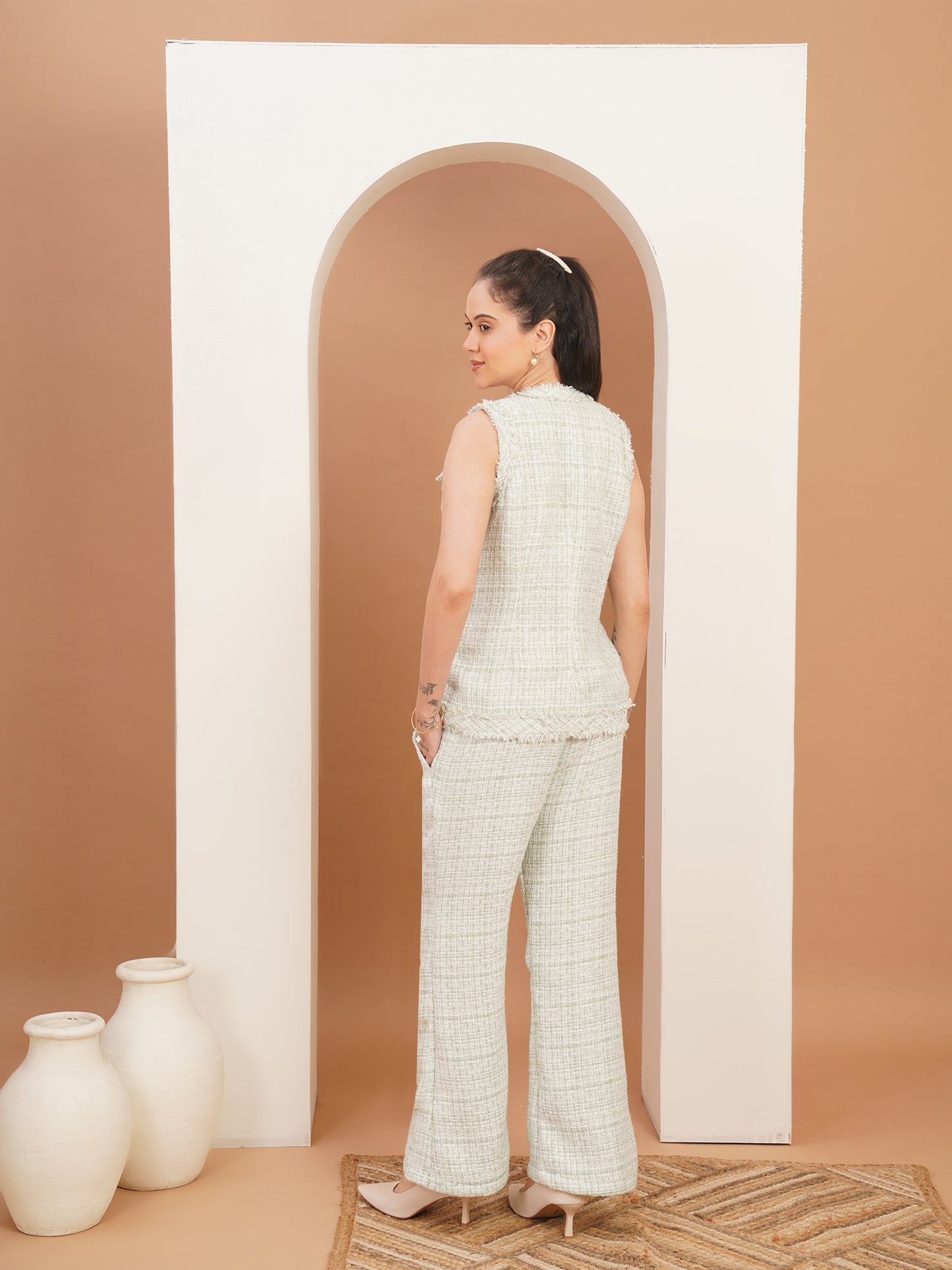 Alabaster Tweed Vest Suit