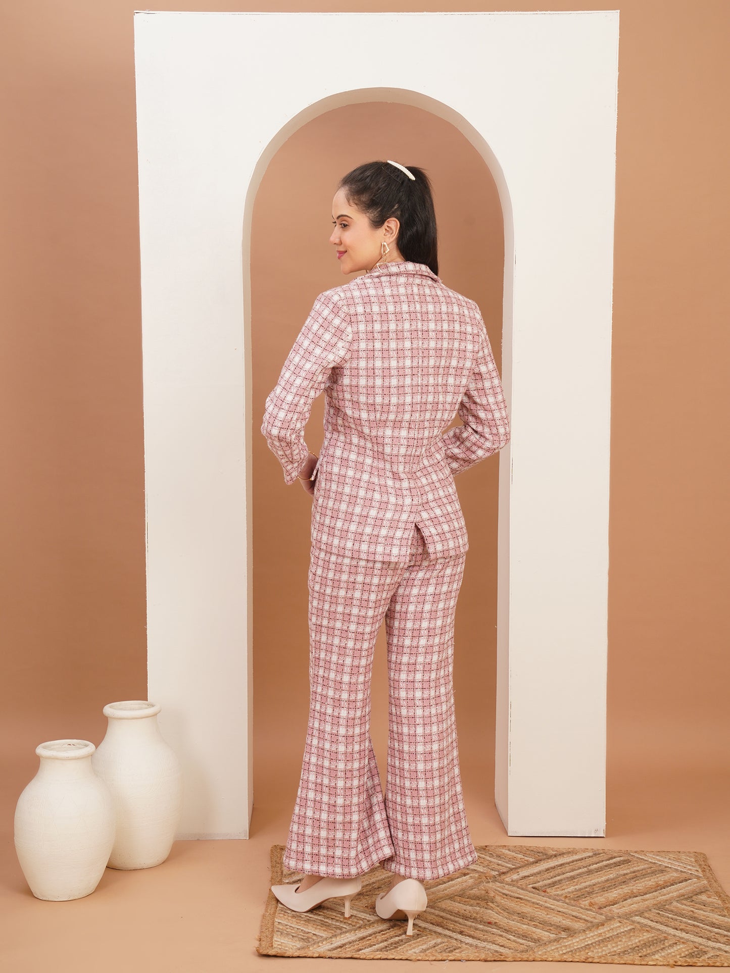 Rosé Tweed Power Blazer Set