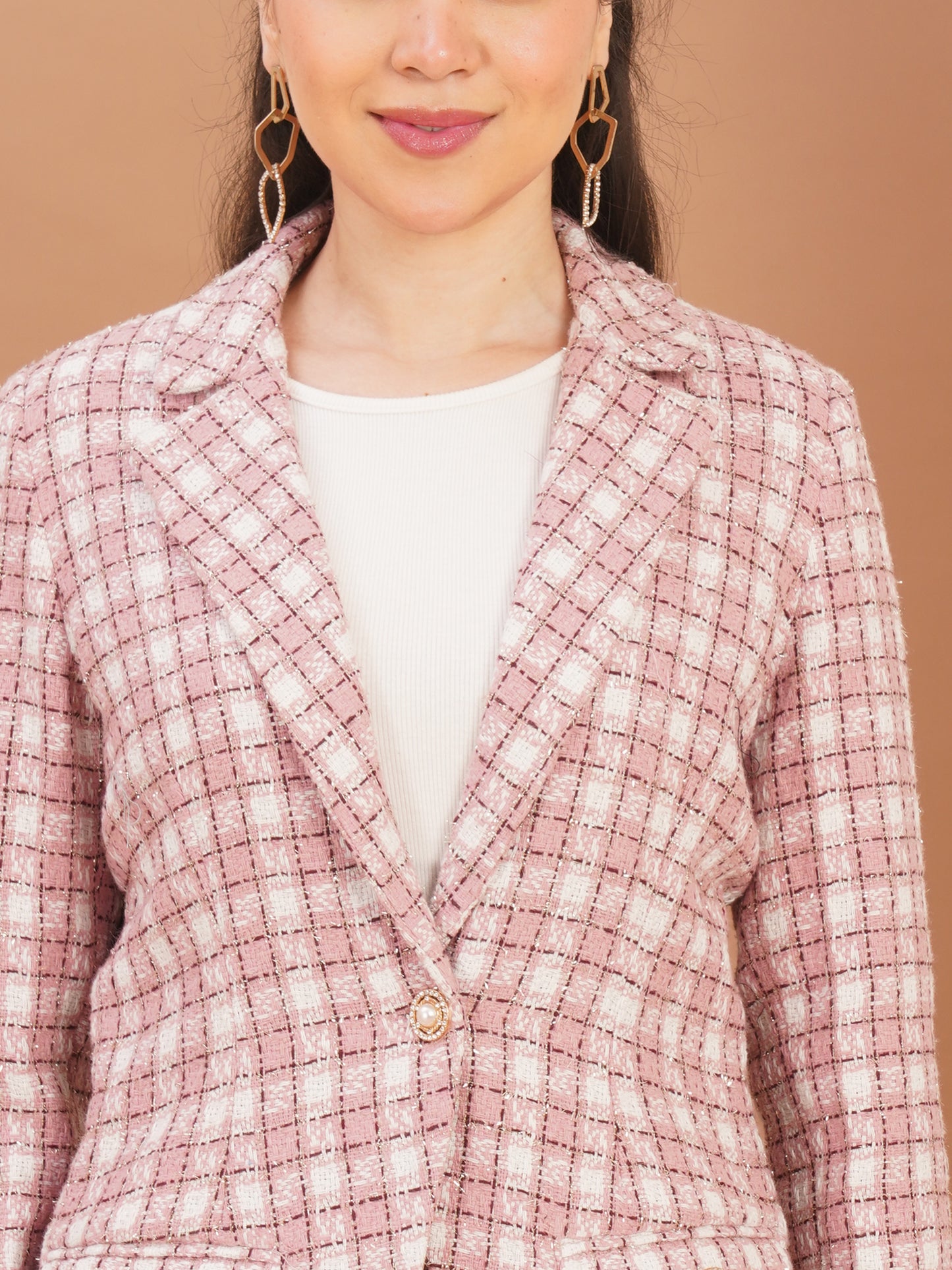 Rosé Tweed Power Blazer Set
