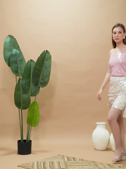 Pink Sequin Crop Top with Iridescent Sequin Mini Skirt – Party Wear Co-Ord Set for Women