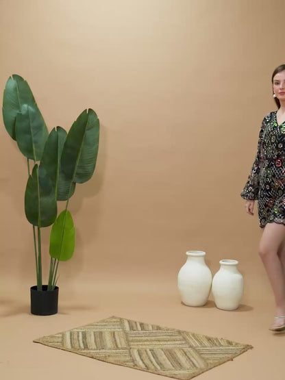 Black Floral Embroidered Mesh Party Wear Mini Dress for Women