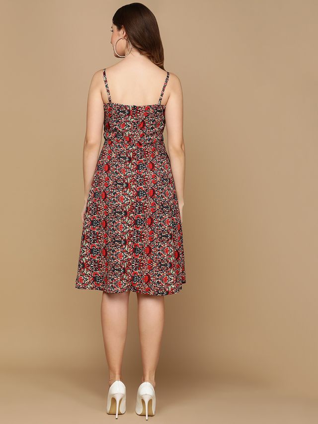 Floral Fit & Flare Knee-Length Dress for Women